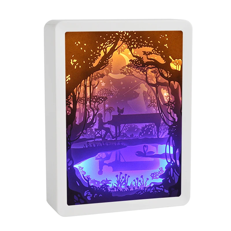 Рождественская бумажная световая коробка с питанием от USB светодиодный теневая