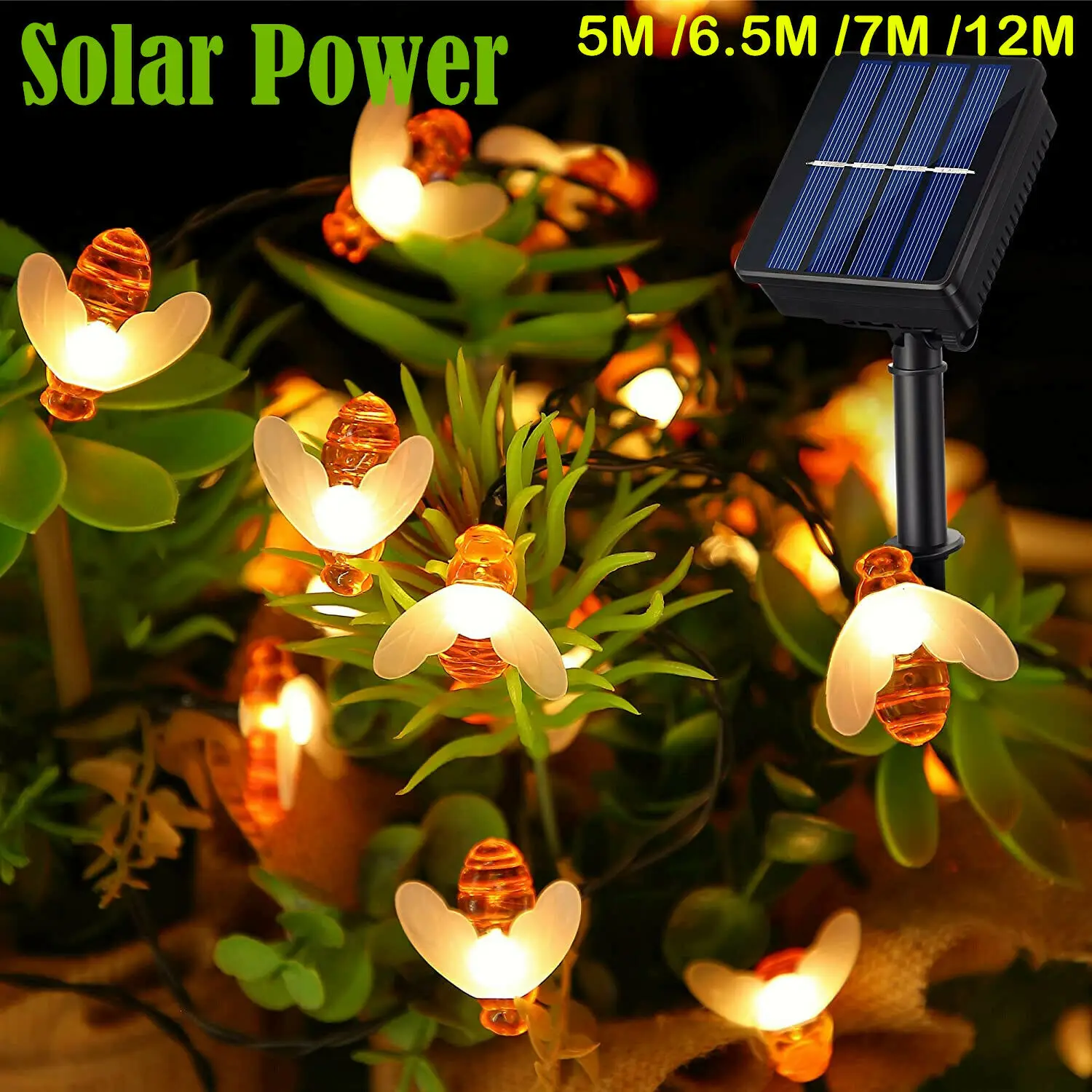 

20LED/50LED Solar Power Bee LED String Light Waterproof Garden Christmas Holiday Party Path Yard Decor Lamp Outdoor