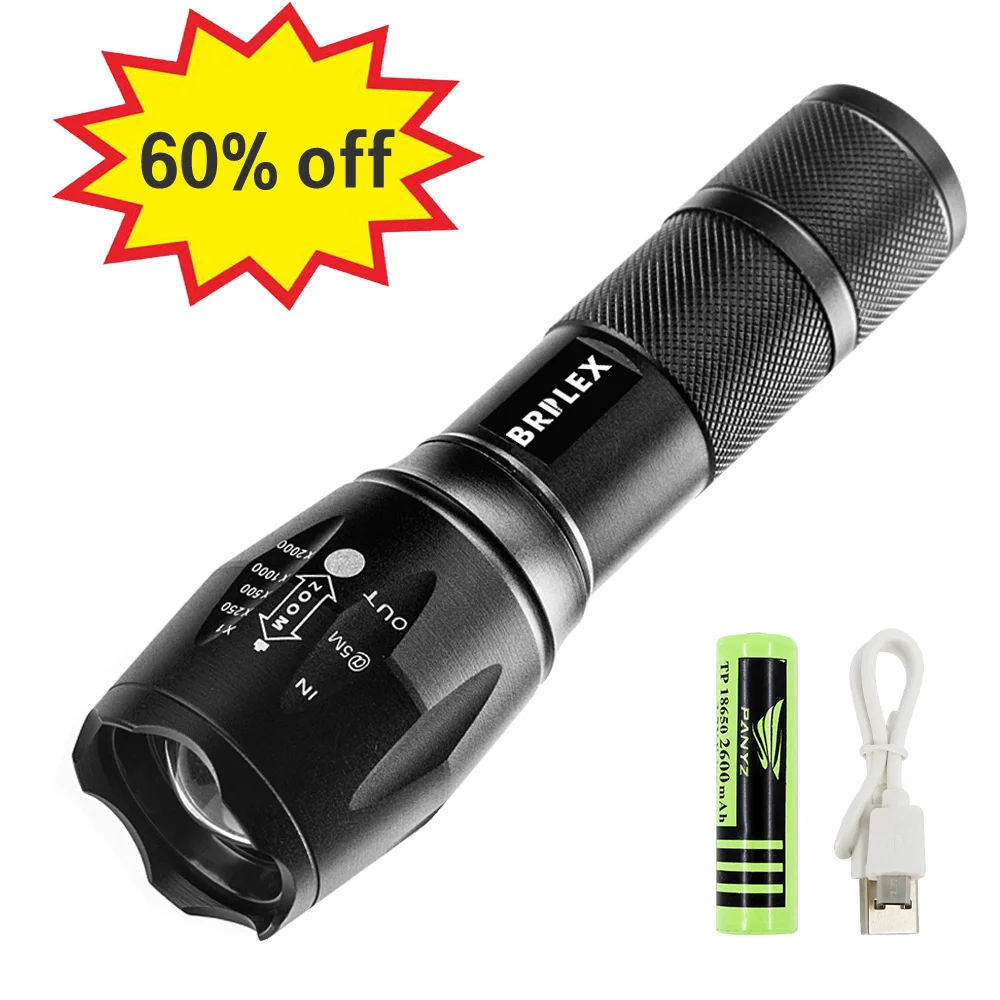 BRILEX Torches LED Tactical Flashlights High Lumen Portable Flashlight Waterproof Flashlight Focal Adjustable Rechargeable