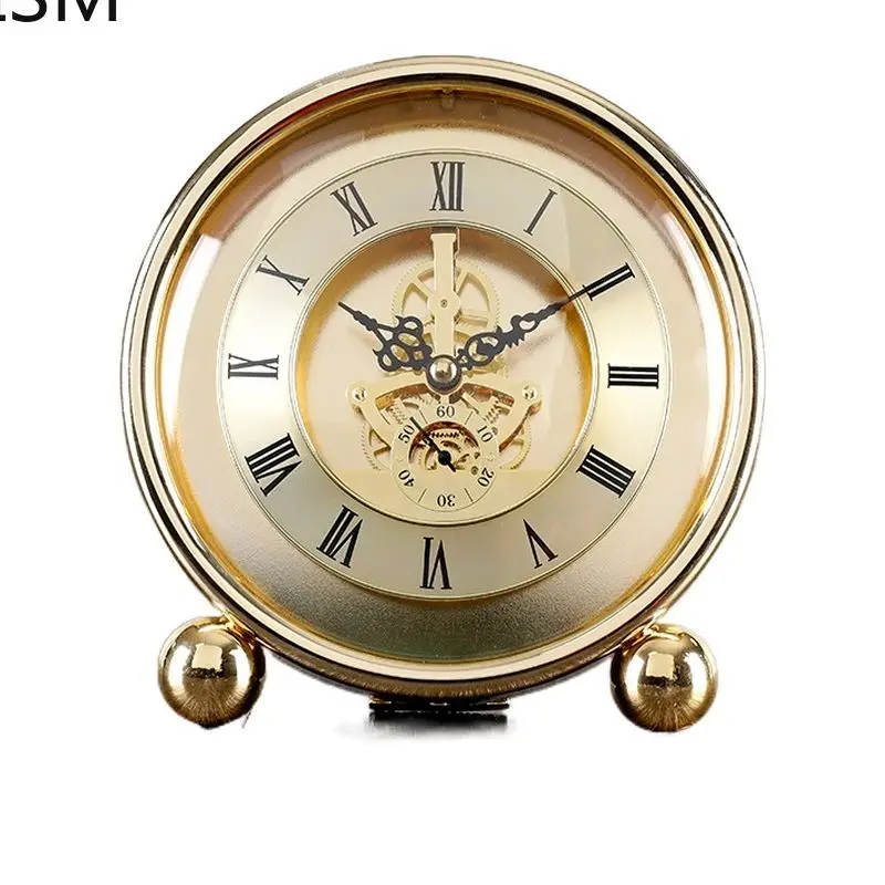

Desktop Table Clock Metal Retro Living Room Luxury Gold Silent Clcoks Desk Antique Ornaments Reloj Raros Que Hablen De Mesa Gift