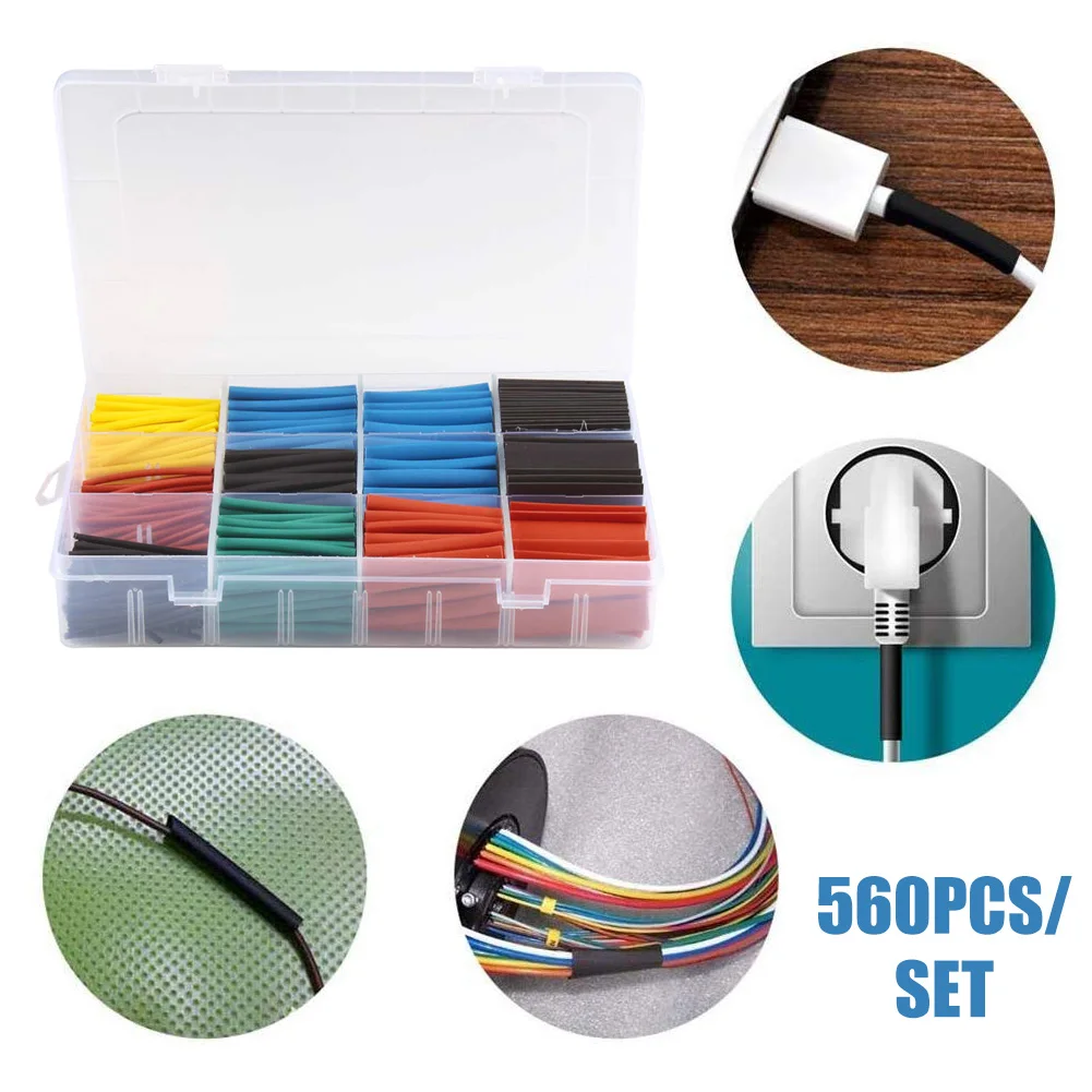 

560PCS Heat Shrink Tubing Kit with Box for Charging Cable Data Wire Repair Sleeve Tube VH99