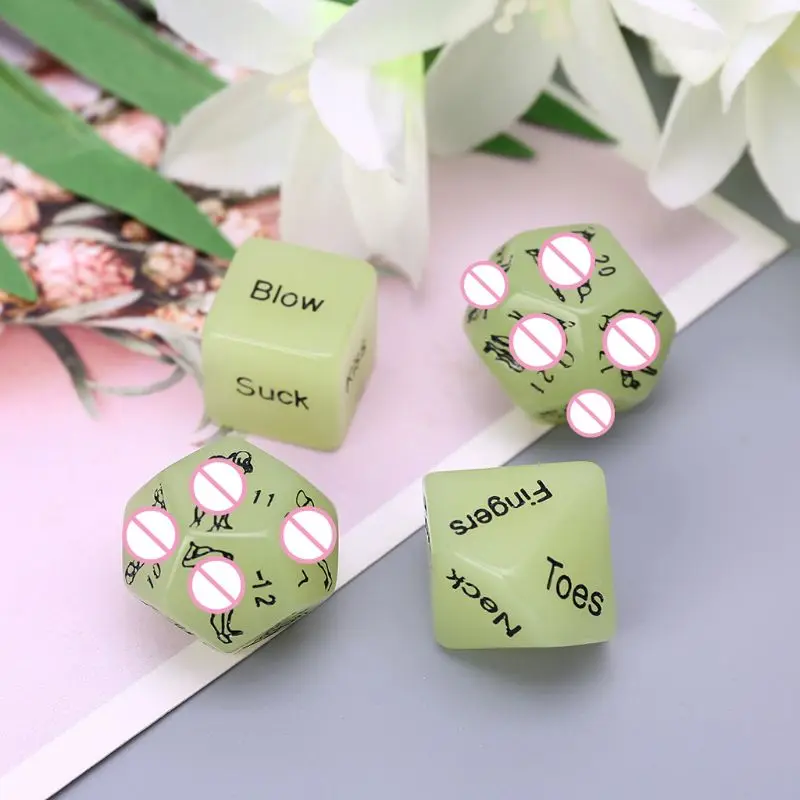 

4 Pcs Acrylic Dice Luminous D6 D10 D12 Nightclub Bars Entertainment Tools Adult Couples Flirting Toys Erotic Patterns English