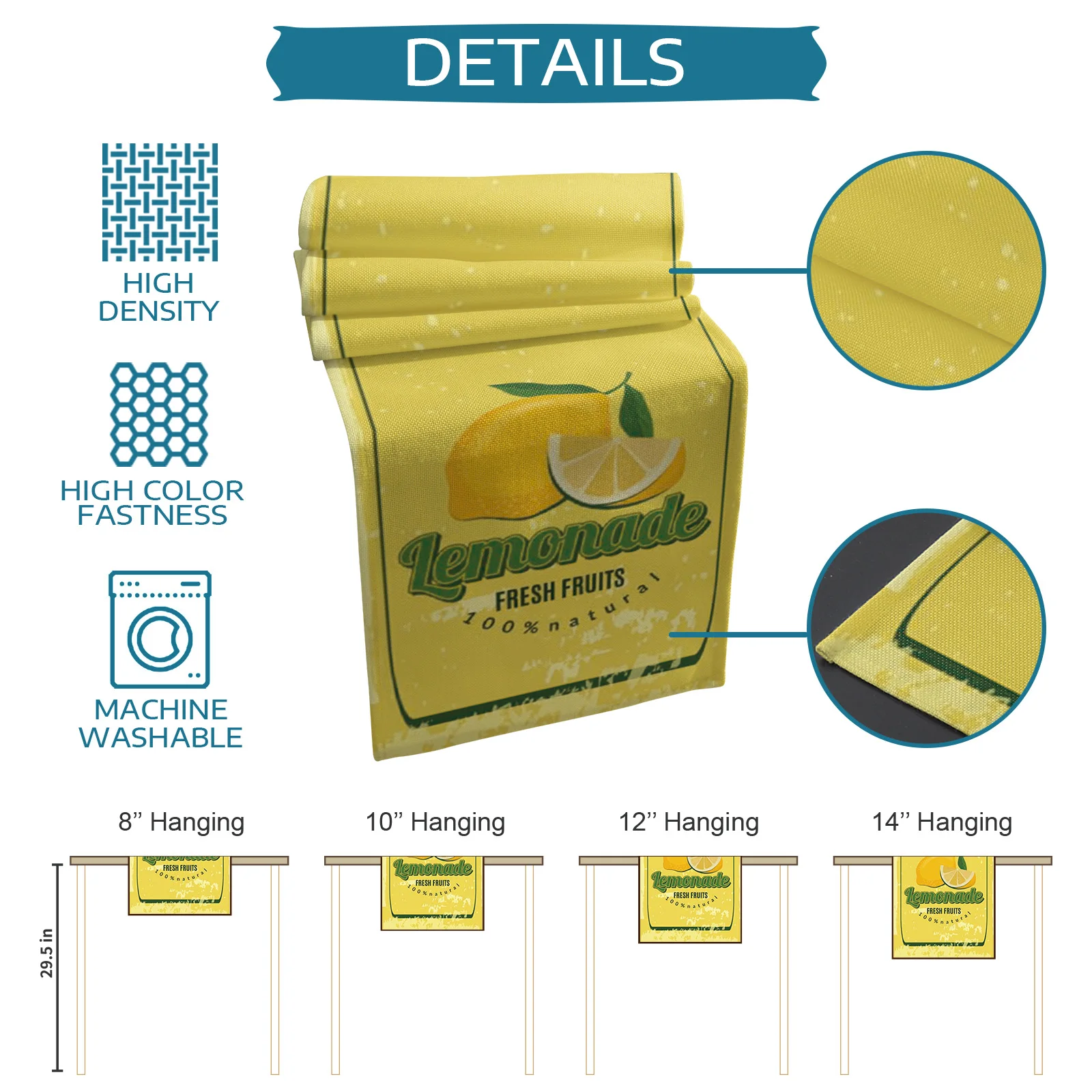 

Summer Plant Fruit Lemon Table Runner Modern Party Dining Table Runner Wedding Table Decor Tablecloth and Placemats