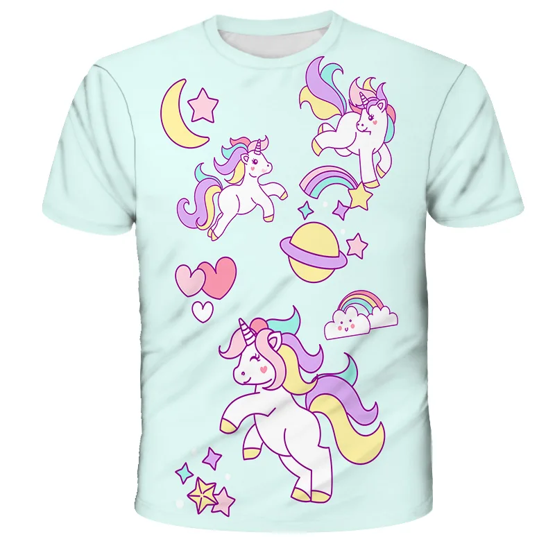 

Hot 3D Printed Children's Clothing Unicorn Clothing 4-14y Girls/Boys T-shirt Cartoon T-shirt Top shirt Baby T-shirt