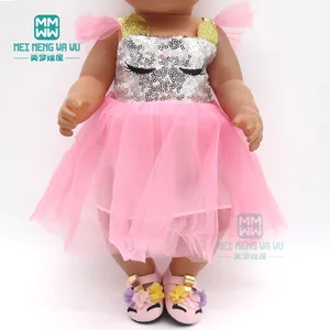 Подходит для 43 см игрушечной куклы новорожденной милое розовое блестящее платье 18 дюймов американская кукла подарок для девочки