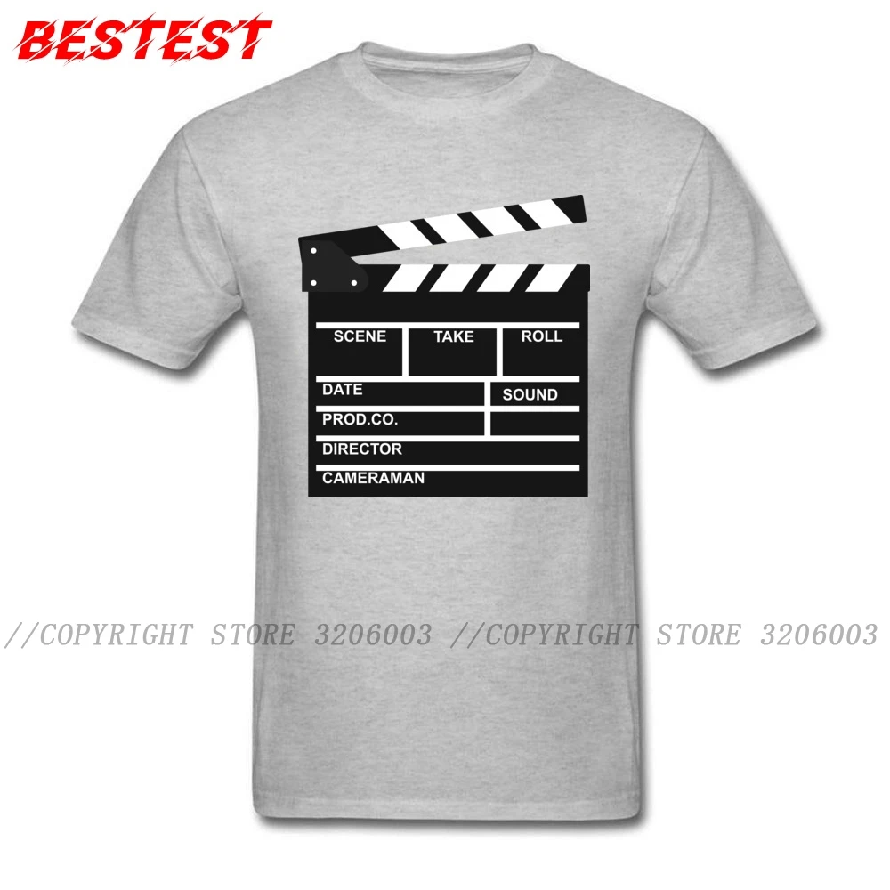 Забавная Мужская футболка Clapperboard для режиссера видеосъемки серая ТВ кино