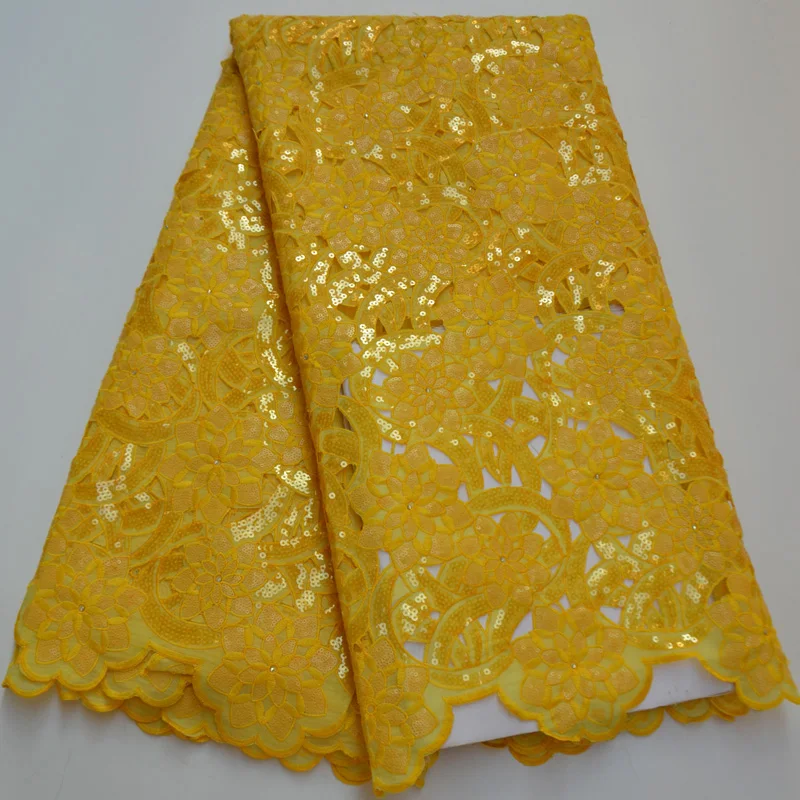 (5 ярдов/шт.) Высококачественная африканская кружевная ткань ручной работы из