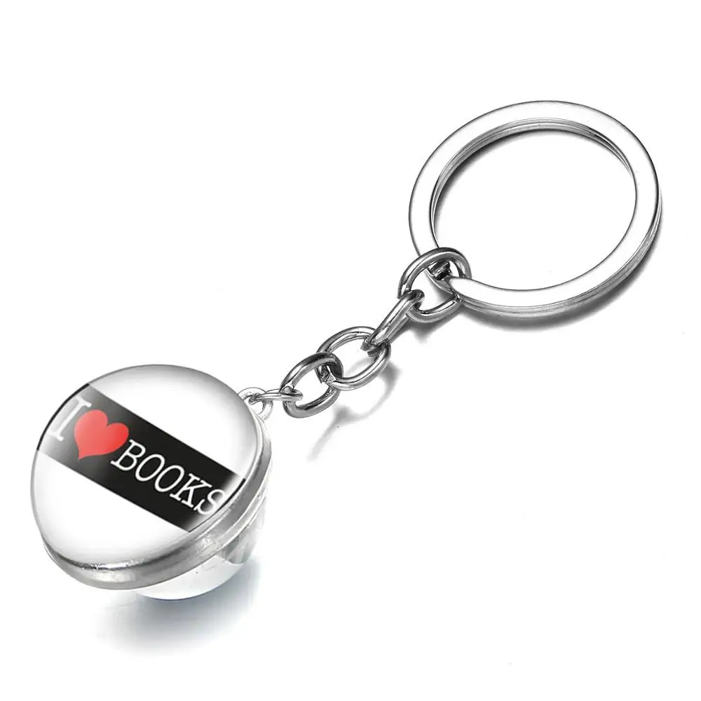 Двусторонний брелок для ключей с изображением библиотеки подарок в винтажном