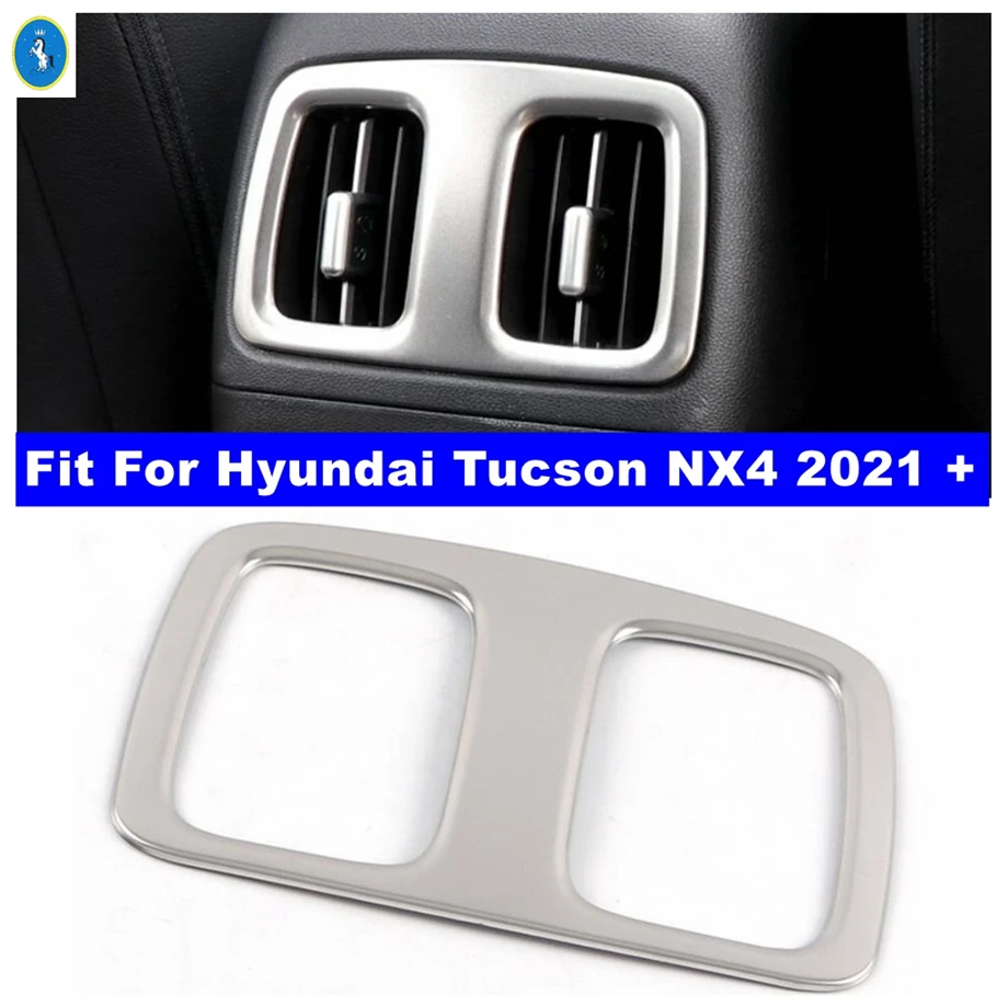 

Silver Interior Refit Kit Armrest Box Rear Air Conditioning AC Vent Outlet Frame Cover Trim For Hyundai Tucson NX4 2021 - 2023