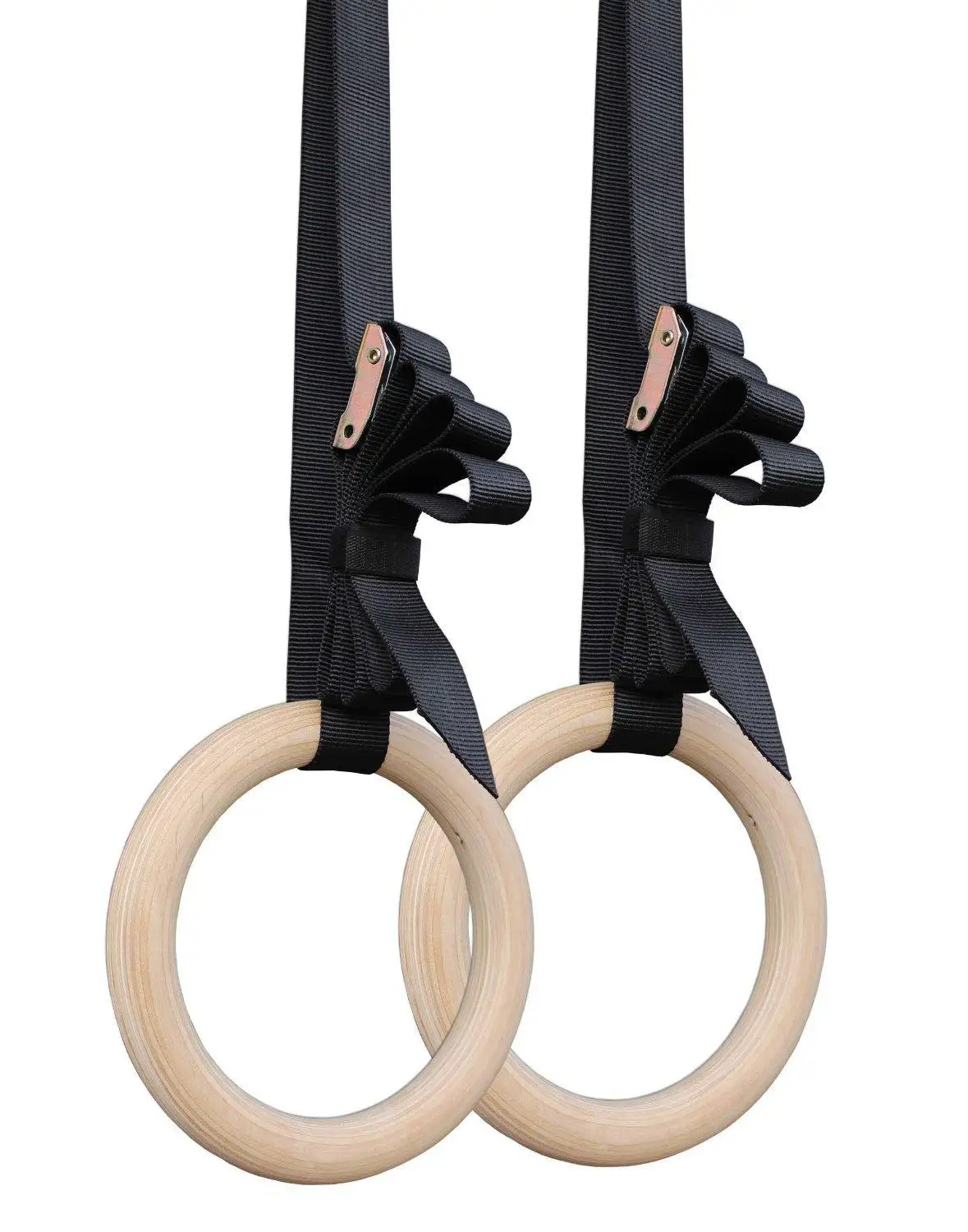 

2pcs/set Gymnastic Rings Exerciser Crossfit Fitness Gym Exercise Wooden Pull Ups Muscle Training Ring With Buckle Straps