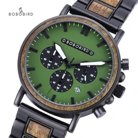 bobo bird wooden watch men stopwatch chronograph luxury stylish show date wood quartz wristwatch male timepieces in gift box oem