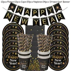 Баннер happy new year бумажные стаканчики и тарелки, 69 шт.компл., баннер для 2021 новогодних вечеринок, новый год, Рождество, Декор для дома 2021