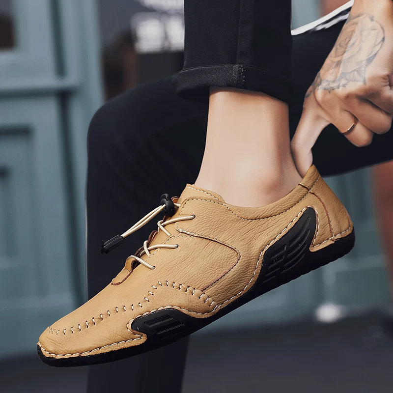 Повседневная мужская обувь из натуральной кожи мужские лоферы удобная модная