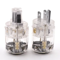 hi end transparent clear rhodium plated copper male mains ac power cord inlet power plug connector for hifi audio power cable