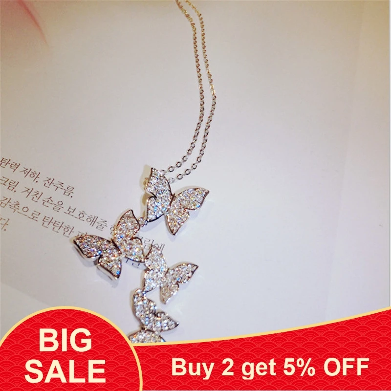 Кулон с длинной бабочкой и фианитом AAA серебро 925 пробы|Подвески| |