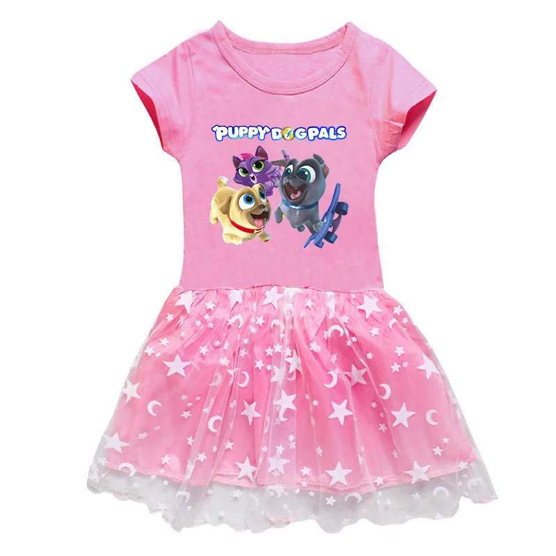 

Children Cartoon Puppy Dog Pals Clothes Kids T Shirt Gauze Mesh One Piece Dress Baby Girls Vestidos Party Prom Princess Dresses