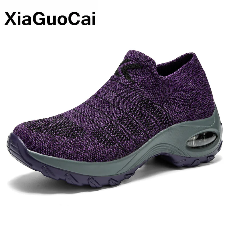 Spring Autumn Women Shoes Sneakers Old People Walking Knitted Female Casual Socks Shoes Big Size Ladies Comfortable Footwear
