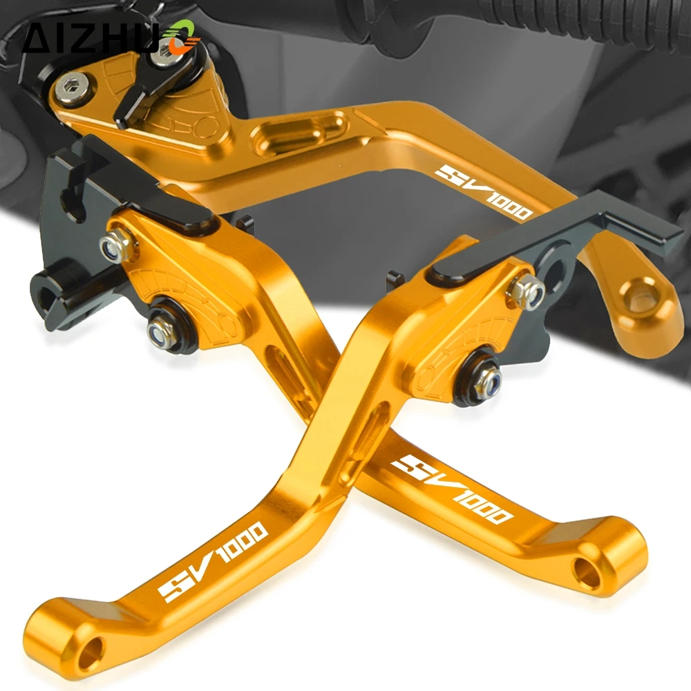 

Регулируемые рычаги тормозной муфты с CNC для мотоциклов SUZUKI SV1000 SV1000S 2003 2004 2005 2006 2007, короткие ручные тормоза SV 1000 с логотипом