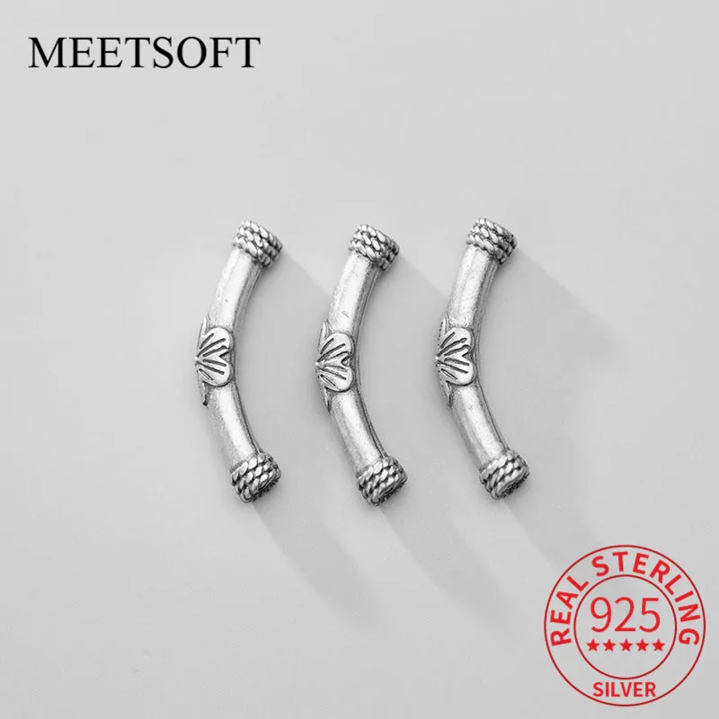 MEETSOFT 100% Серебряный Рельефный цветок сливы резной узор из бисера винтажный