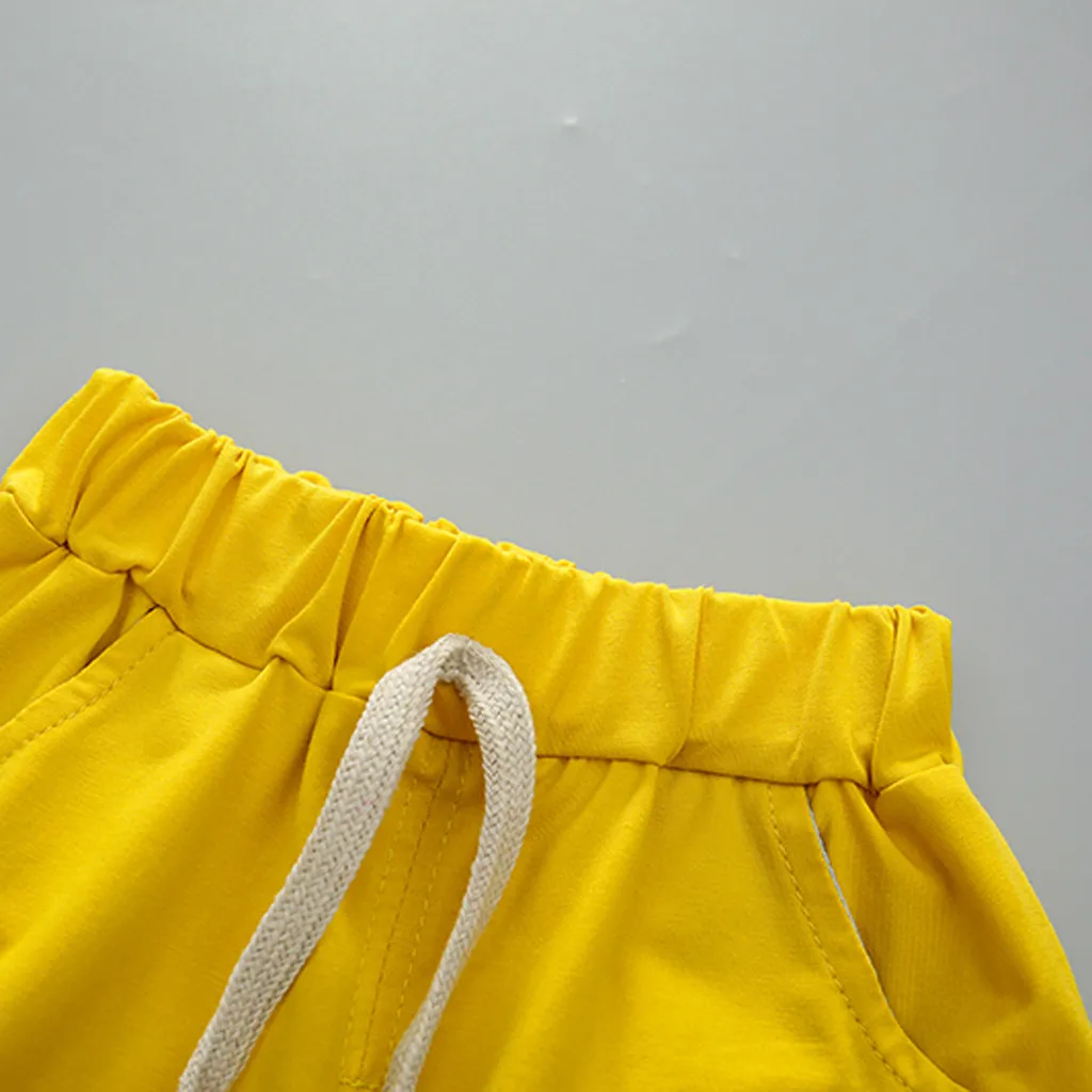 Детская летняя одежда топы с короткими рукавами и принтом медведя для