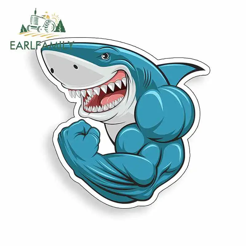 EARLFAMILY 13 см x забавные Стикеры для автомобиля с мышечной акулой модные