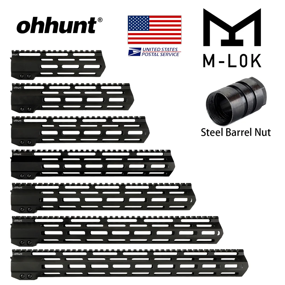 Ohhunt AR15 свободный поплавок M LOK Handguard 7 &quot9&quot 10 &quot12&quot 13 5 &quot15&quot 17 &quotPicatinny Rail Slim Style