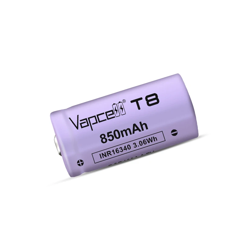 Vapcell оригинальный 16340 850 мА/ч 3A T8 заряжаемый литий-ионный аккумулятор 3 7 в