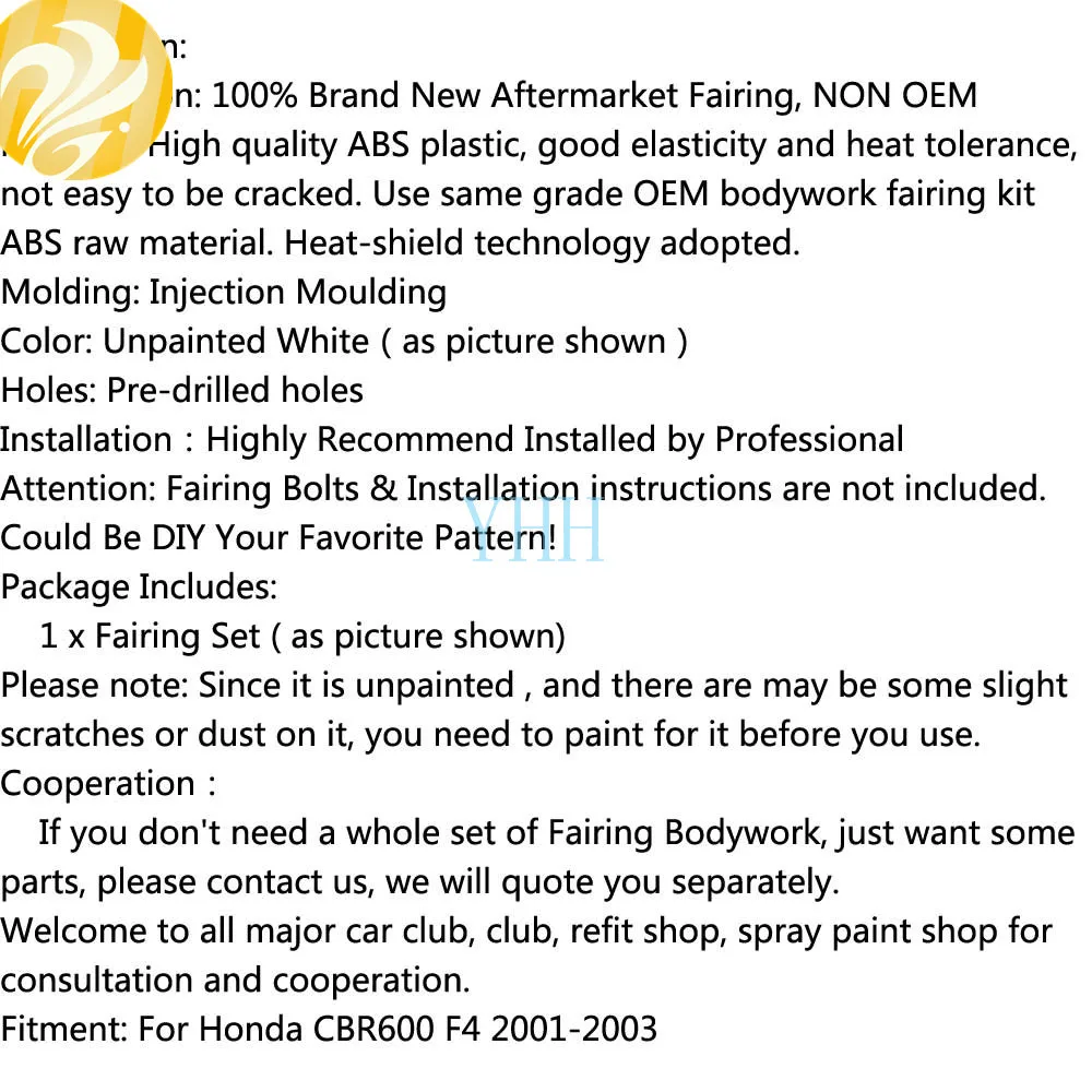 Неокрашенный Белый корпус из АБС пластика для мотоцикла комплект обтекателей Honda