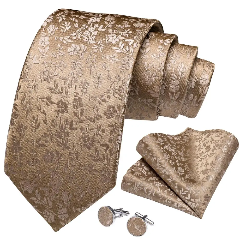 Качественный мужской галстук золотой однотонный Цветочный Шелковый Свадебный