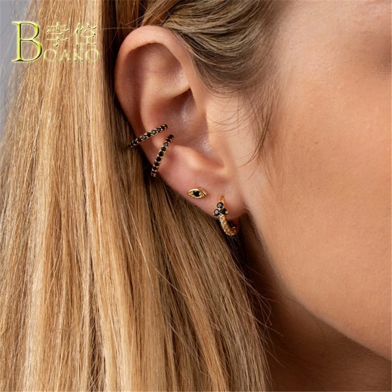 Женские серьги кольца из серебра 925 пробы в готическом стиле|Серьги-кольца| |