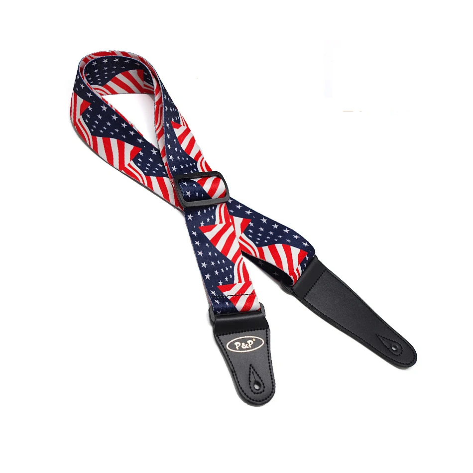 neue nationale flagge usa uk kanada slash design baumwolle 2 einstellbare bass akustische elektrische gitarre strap schwarz leder enden free global s