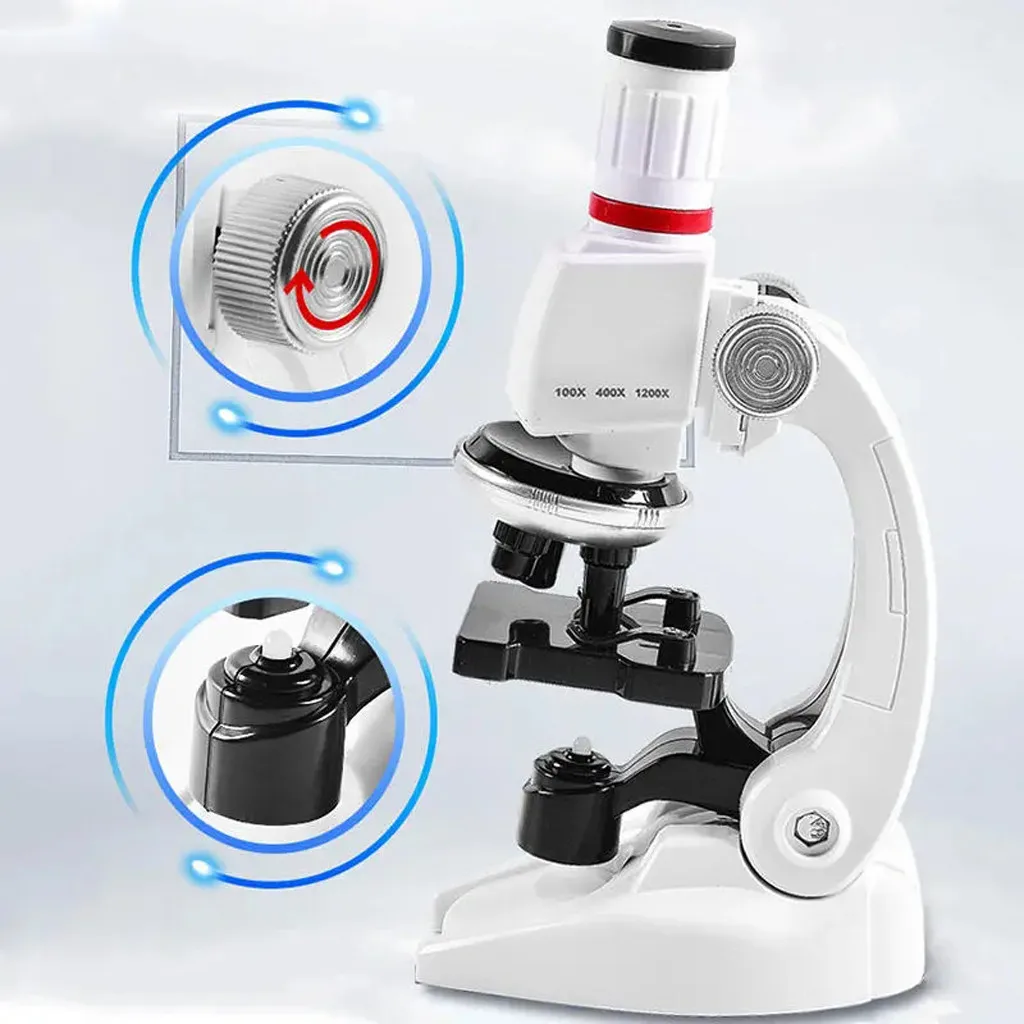 

1200X Children Toy Biological Microscope Set Gift Monocular Microscope with Mount Biological Experiment Tool f/ Primary Student