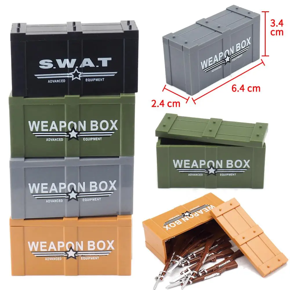 

Military Weapons Box Building Block Thorn Gun Material Box Equipment Moc Army Soldier Figures WW2 Assemble Model Child Gift Toys