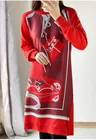 Женское трикотажное платье с шелковой строчкой, красное платье с высококачественным принтом, новинка весны и осени 2021