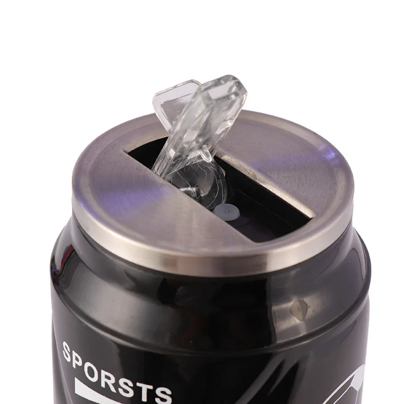 

Creative Football Cans Commemorative Advertising Cup Stainless Steel Thermos Cup with Straw