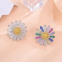 newful white zircon daisy flower brooches for women retro copper brooch pins fashion clothing jewelry accesorios mujer