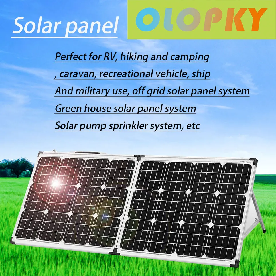

2021 Foldable solar panel 100 watt single crystal solar suitcase portable controller rechargeable 12 volt battery caravan