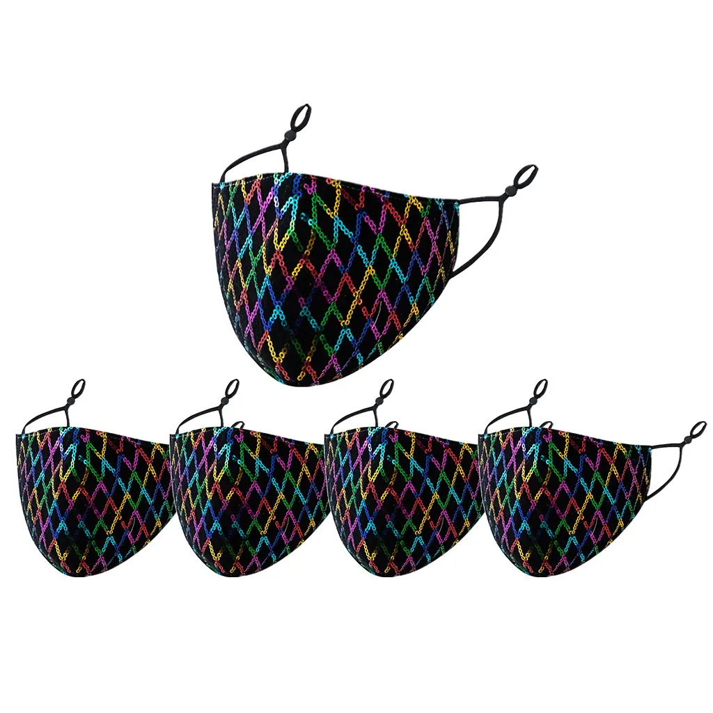 Маска с блестками 5 шт. маска для лица рождественской вечеринки моющаяся