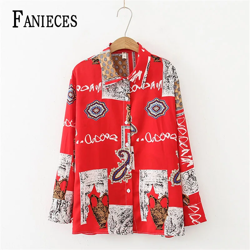 

Модная рубашка с длинным рукавом и цветочным принтом, женские осенние свободные блузы, элегантные шифоновые топы с отложным воротником и пр...