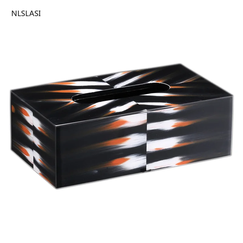

1pc Creativity Rectangle Creative Pattern Resin Tissue Boxes Storage Display Box Kitchen Wet Wipes Tissue Paper Napkin Holder
