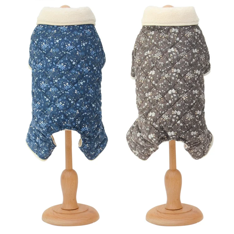 

Autumn and Winter Newest Pet Coat Dog Cotton-Padded Dog Clothes Blue Brown Colors Small Size Puppy Four-Legged Pet Clothing