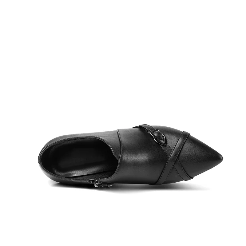 

ZVQ Spring New Fashion Women Pumps Outside High Heels Pointed Toe Handmade Genuine Leather Buckle Zip Women Shoes Drop Shipping