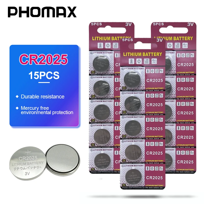 PHOMAX 15 шт. кнопочный аккумулятор DL2025 BR2025 KCR2025 литиевая батарея Часы с