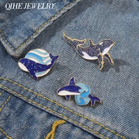 whale enamel pin adventure ocean cartoon brooch fish badges backpack cute lapel clothes jewelry romantic lover friends kids gift