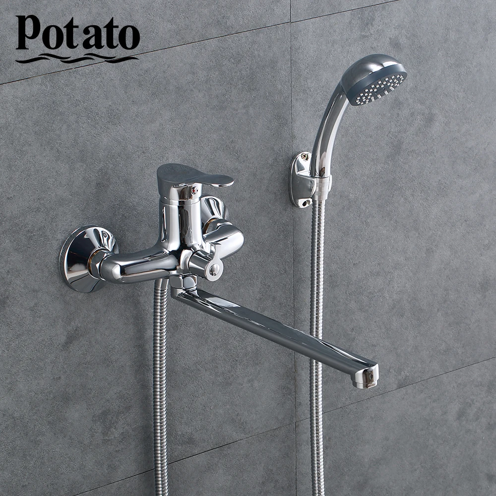 

Potato Bathtub Faucet Shower Head Zinc Alloy Body Chrome Outlet Pipe Bathroom Shower Faucet p22214
