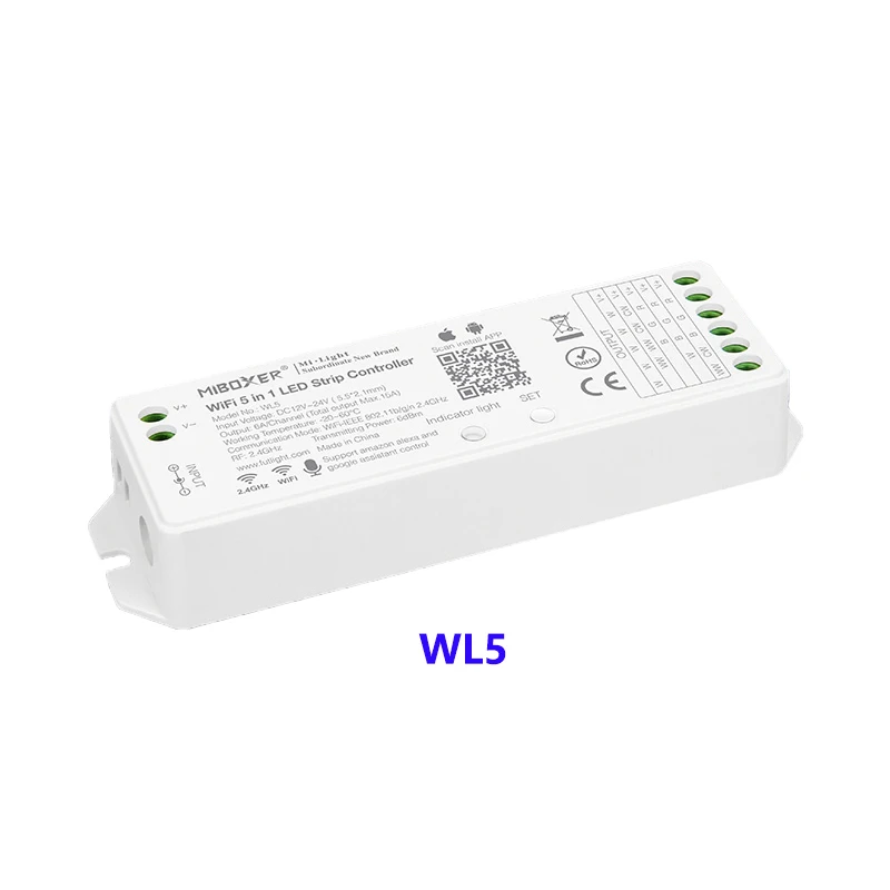 Светодиодный контроллер Milight WL5 12 ~ 24 В постоянного тока 6 А/канал Wi Fi IEEE 802.11b/G/n 2 4