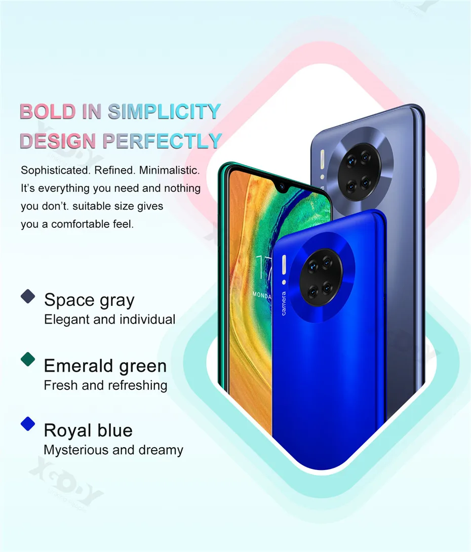 XGODY mate 30 4G смартфон Android 9,0 6,2" экран капли 3G 32G MTK6737 четырехъядерный 8 Мп 2850 мАч разблокировка лица ID мобильный телефон