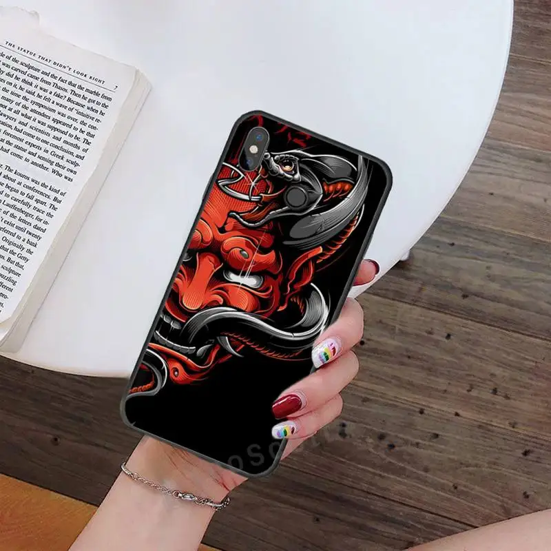 

Japan Samurai Art tattoo horror sun Phone Case For Xiaomi Redmi note 4 4X 8T 9 9s 10 K20 K30 cc9 9t pro lite max