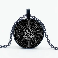 popular new year wheel pentagram necklace mysterious magic pentagram high quality crystal pendant necklace