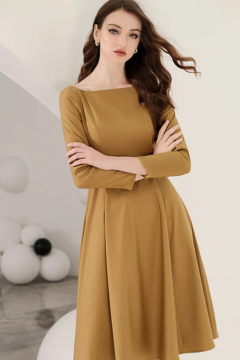 Женское винтажное Деловое платье элегантное простое классическое с длинным